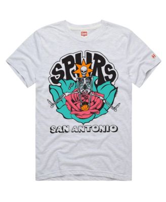 Men's and Women's Ash San Antonio Spurs x The Grateful Dead Skeleton Tri-Blend T-Shirt