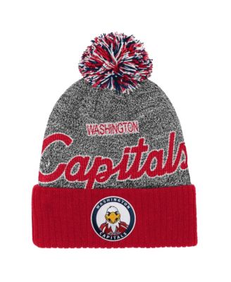 Big Boys and Girls Red/Gray Washington Capitals Mascot Cuffed Knit Hat with Pom