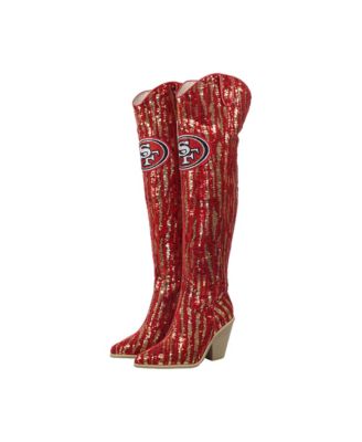 Cuce San Francisco 49ers Over-the-Knee Two-Tone Sequin Boots