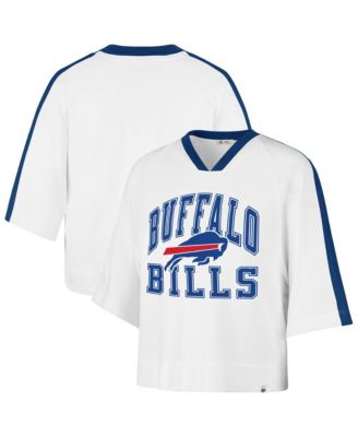 47 Brand Women's White Buffalo Bills Big Overarch Drop Needle Raglan V-Neck T-Shirt