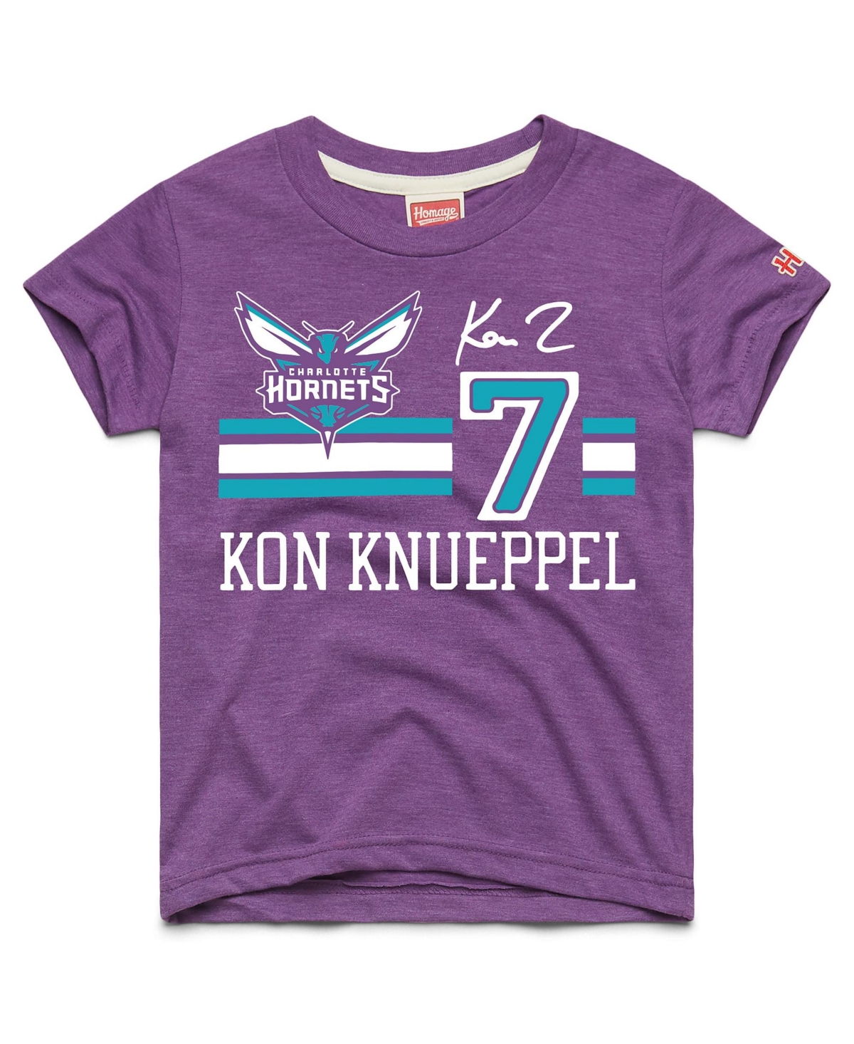 Big Boys and Girls Homage Kon Knueppel Purple Charlotte Hornets Remix Signature Name & Number Tri-Blend T-Shirt