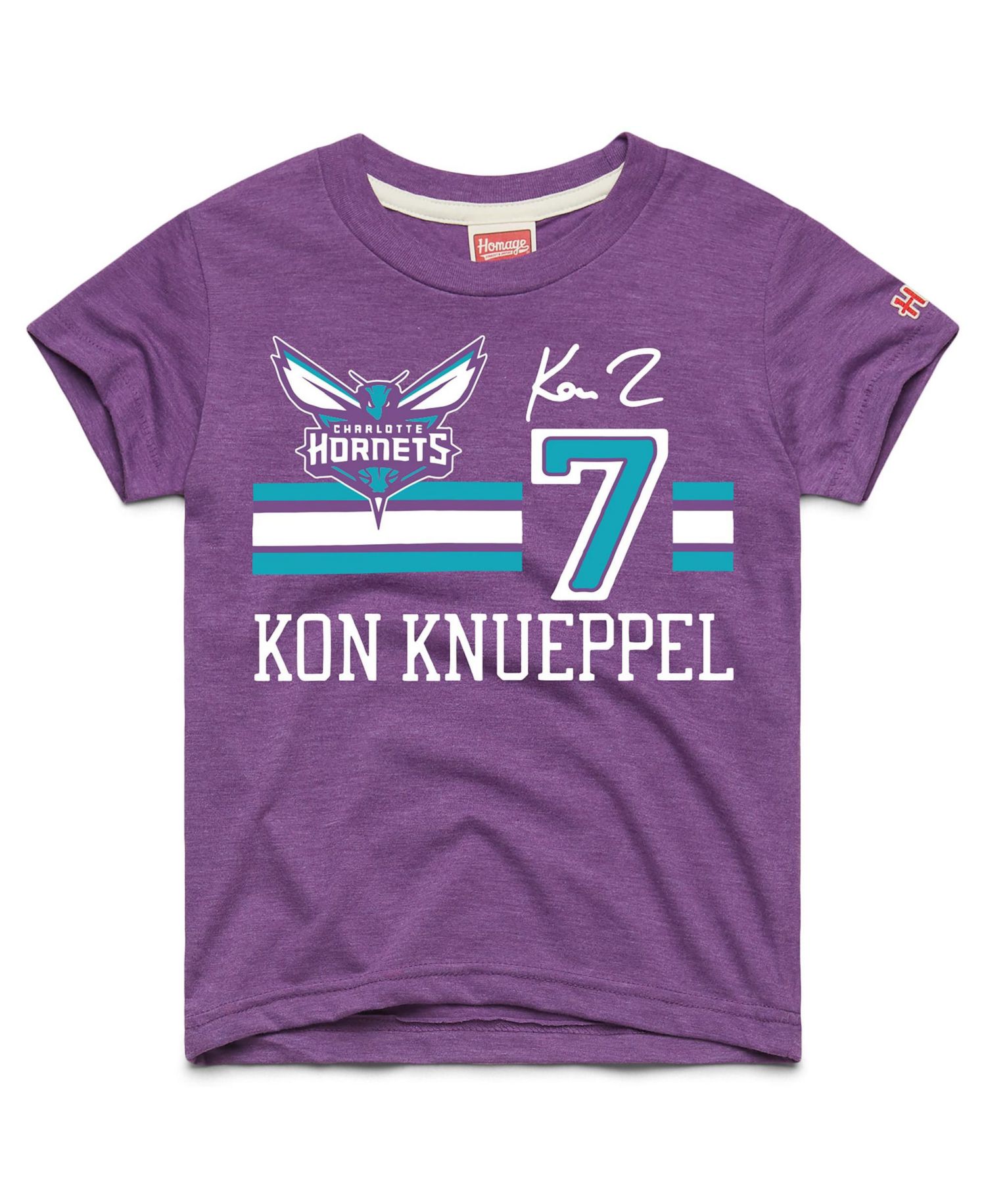 Big Boys and Girls Kon Knueppel Purple Charlotte Hornets Remix Signature Name & Number Tri-Blend T-Shirt