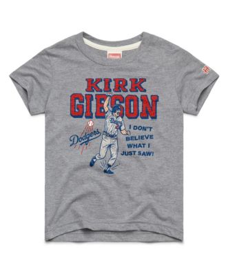 Big Boys and Girls Kirk Gibson Gray Los Angeles Dodgers Cooperstown Collection Player Graphic Tri-Blend T-Shirt