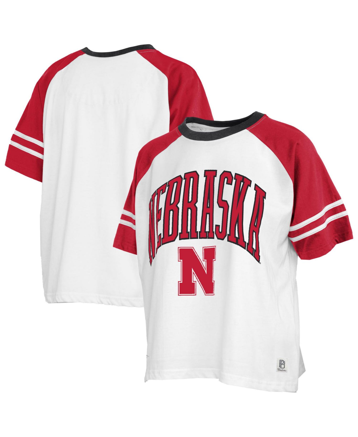 Women's White Nebraska Huskers Sky Colorblock T-Shirt