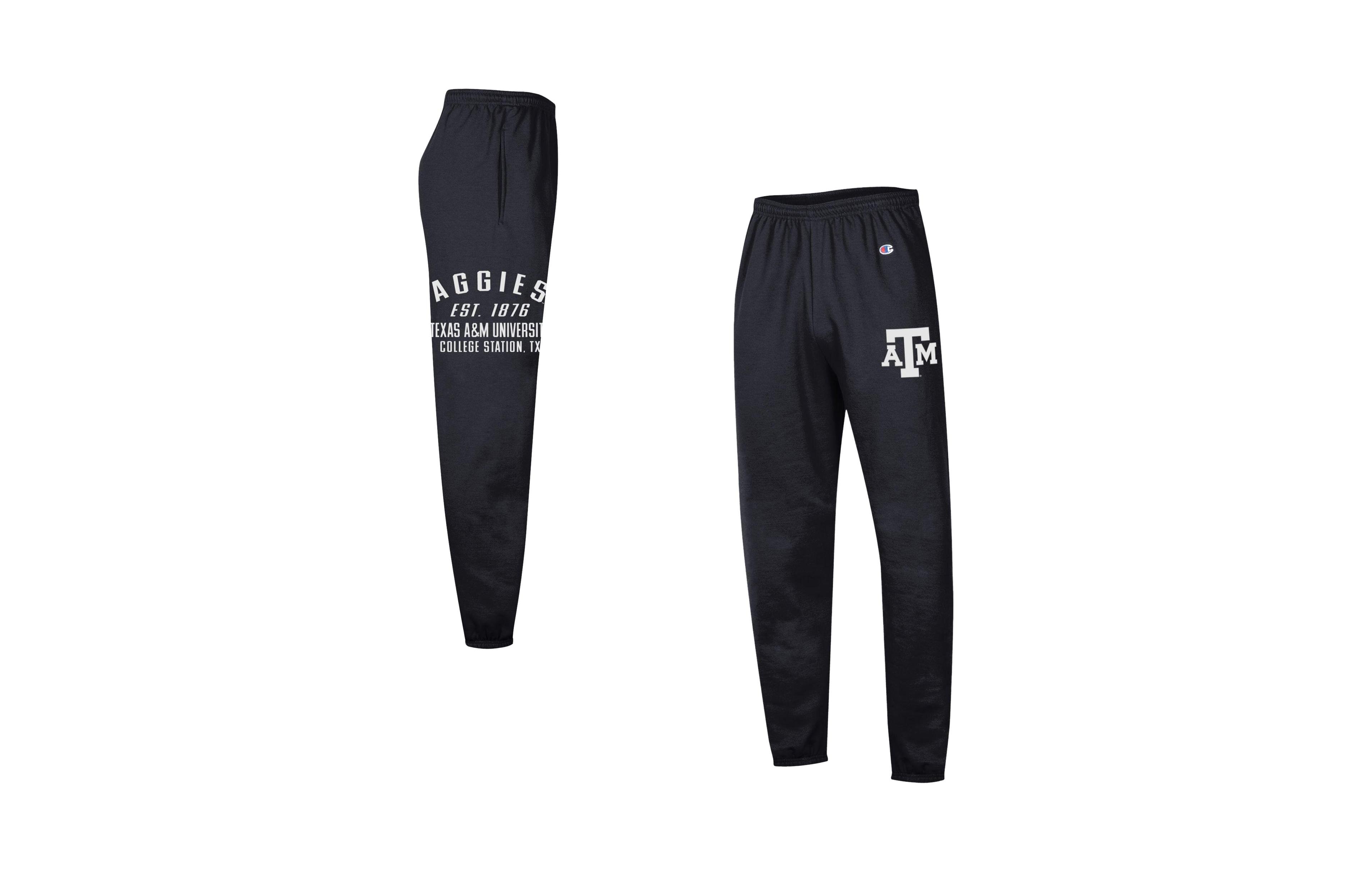 Champion Men's Black Texas A M Aggies Power Blend Banded Fleece Sweatpants