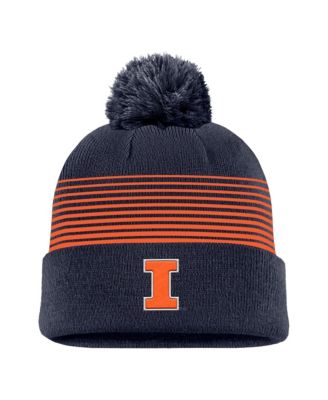 Men's Navy Illinois Fighting Illini 2026 On-Field Peak Cuffed Knit Hat with Pom
