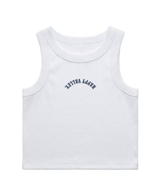 Women's White Penn State Nittany Lions Upside Down Embroidery Ribbed Cropped Tank Top