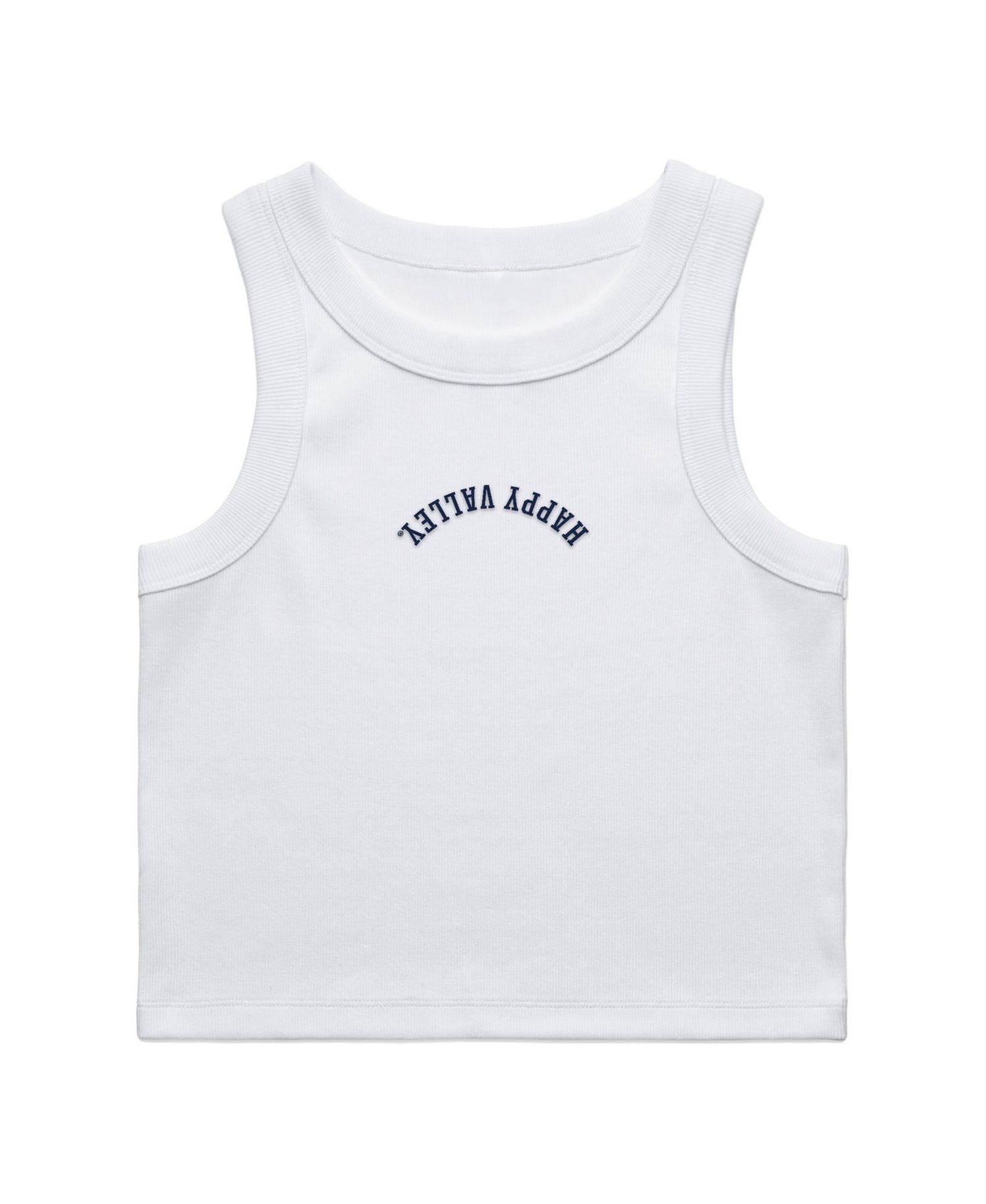 Women's White Penn State Nittany Lions Upside Down Embroidery Ribbed Cropped Tank Top