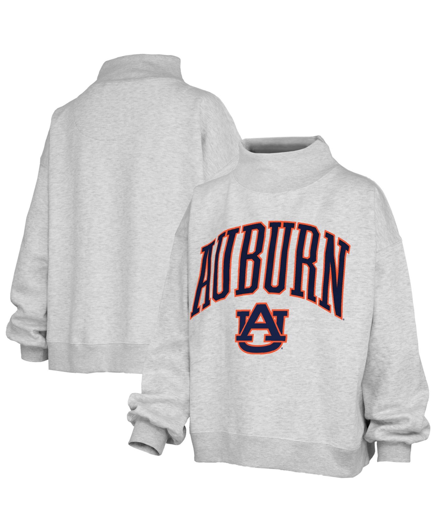 Women's Gray Auburn Tigers Nelson Texture Lingo Mock Neck Fleece Sweatshirt