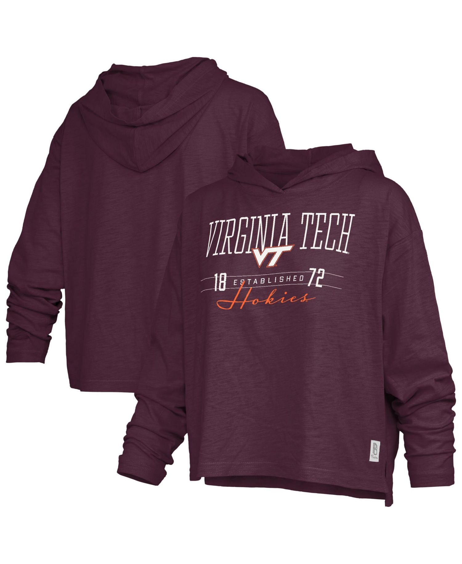 Women's Maroon Virginia Tech Hokies Castillo Slub Waist Length Long Sleeve Hooded T-Shirt