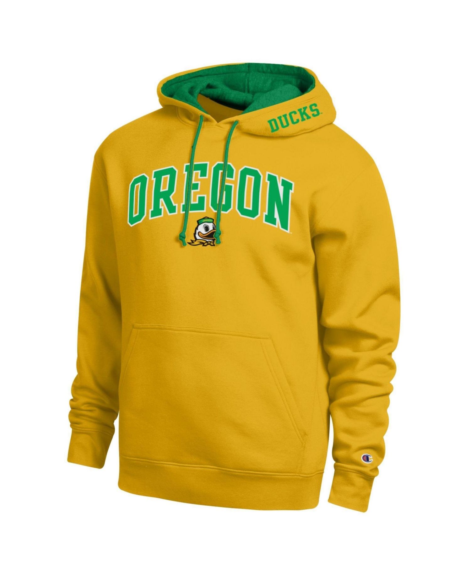 Men's Yellow Oregon Ducks Arch Tackle Twill Hoodie