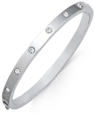 kate spade new york - Silver-Tone Crystal Bangle Bracelet