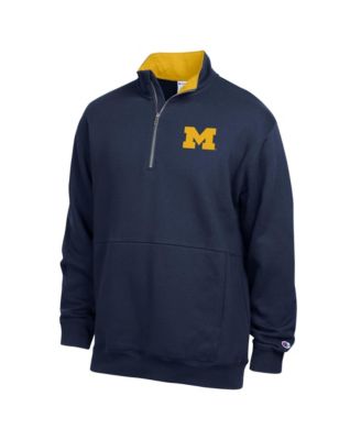 Men's Navy Michigan Wolverines Fleece Quarter-Zip Pullover