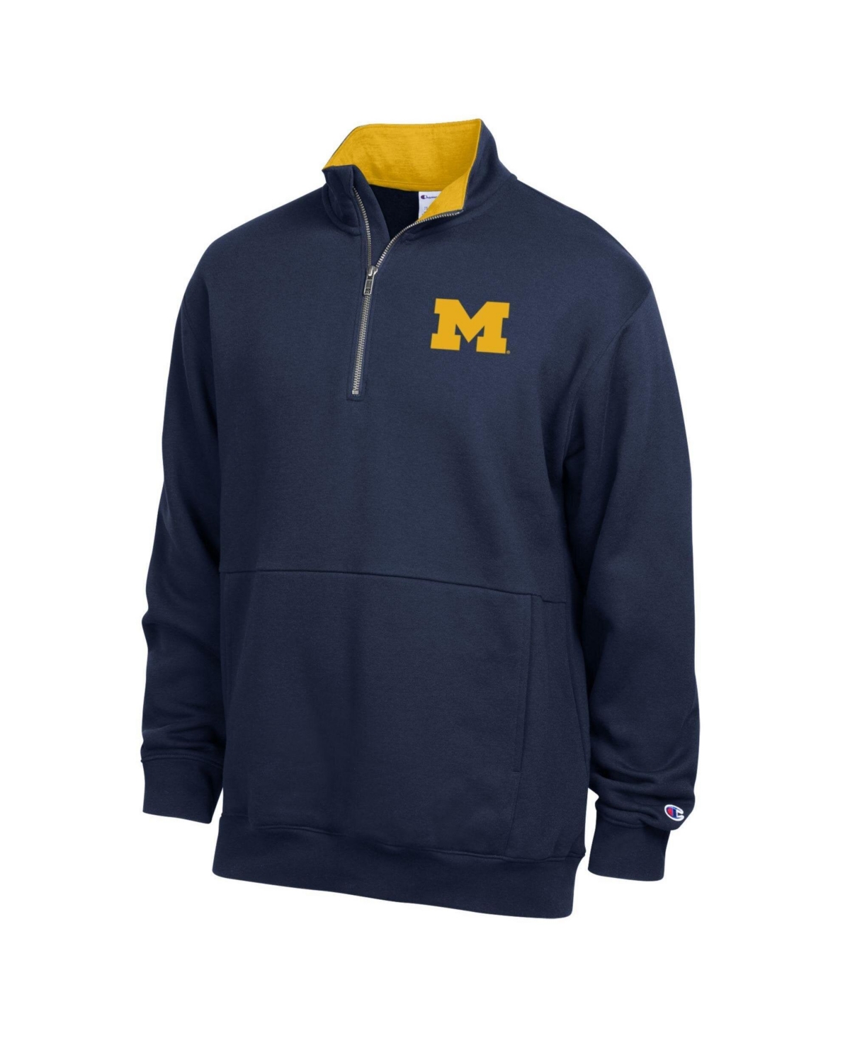 Men's Champion Navy Michigan Wolverines Fleece Quarter-Zip Pullover - Navy