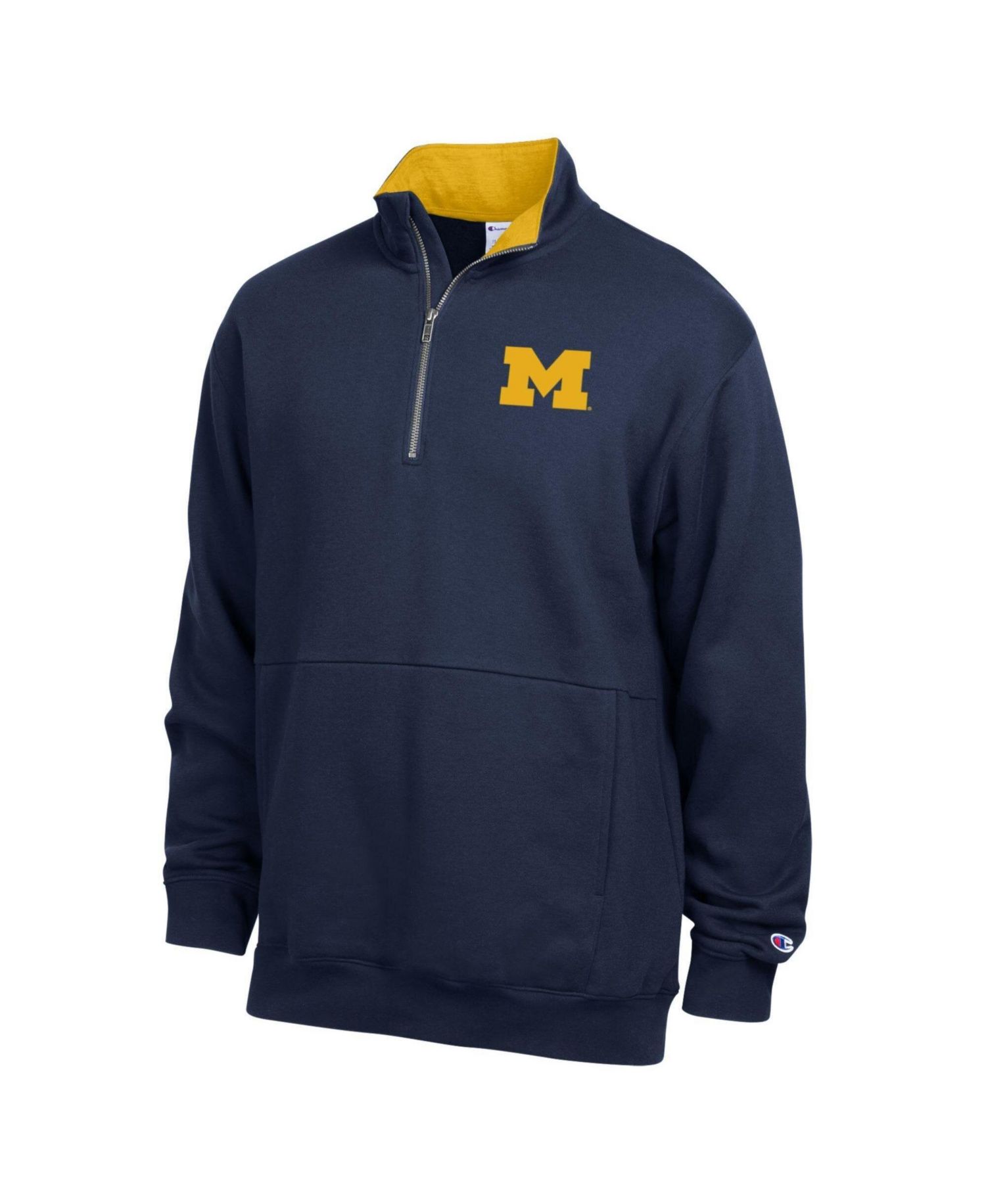 Men's Navy Michigan Wolverines Fleece Quarter-Zip Pullover