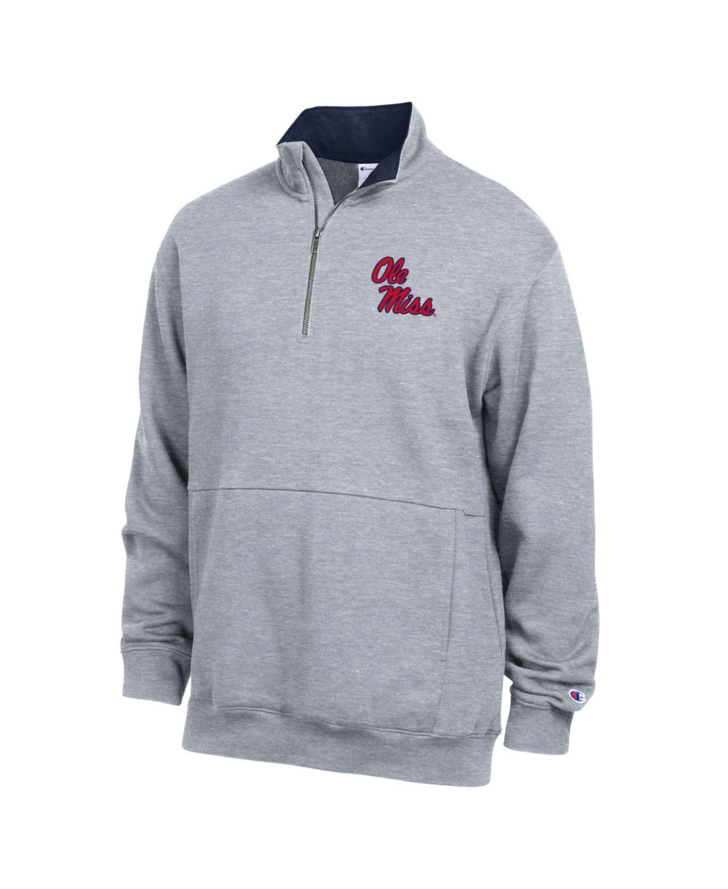 Men's Heather Gray Ole Miss Rebels Fleece Quarter-Zip Pullover