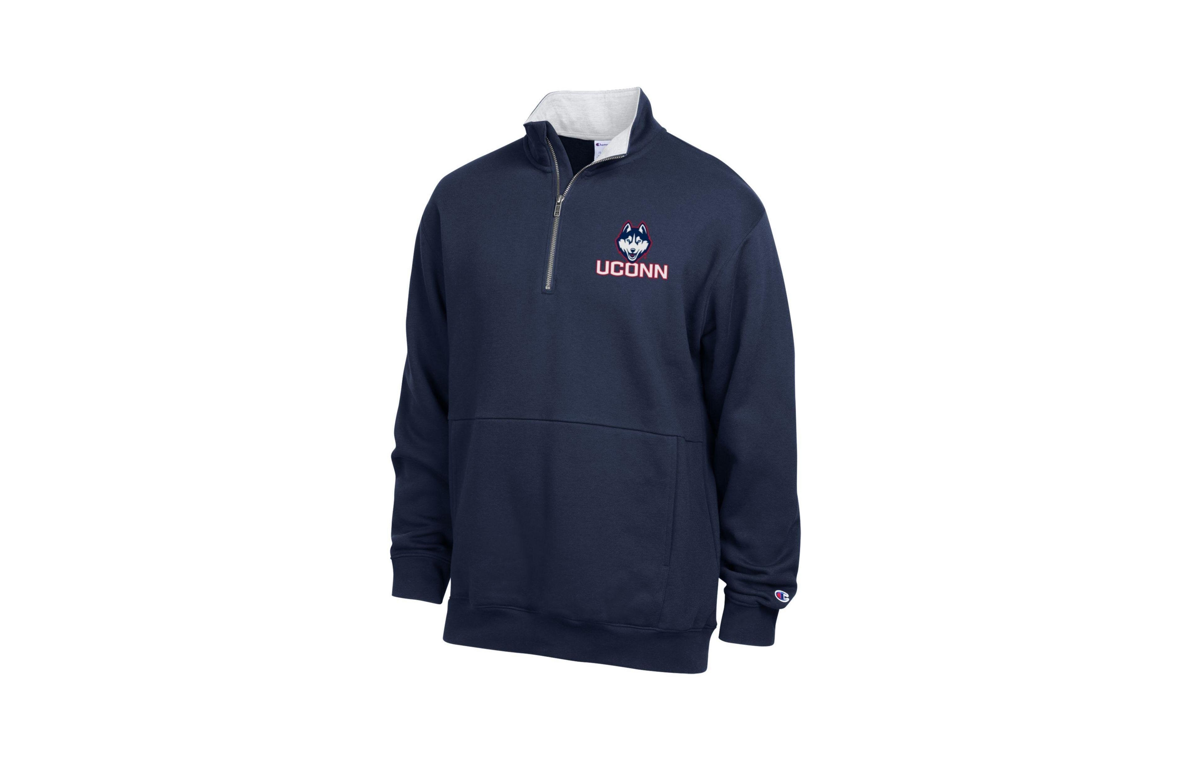 Men's Champion Navy UConn Huskies Fleece Quarter-Zip Pullover
