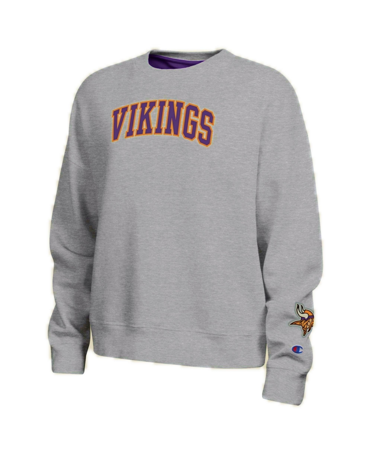 Champion Minnesota Vikings  Women's Contrast Lined Sweatshirt In Heather Gray,navy