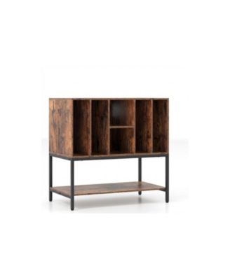 Record Player Stand with Charging Station and Metal Frame