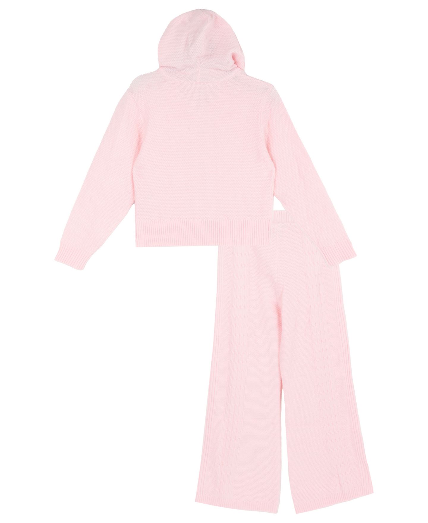 Tween Diva Girls' 7-12 Cable-Knit Zip-Front Wide-Leg Sweater and Pants, 2-Piece Set, цвет: Розовый — фото 4
