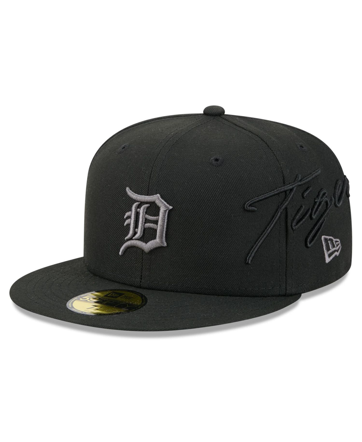 Men's Black Detroit Tigers Side Script 59FIFTY Fitted Hat
