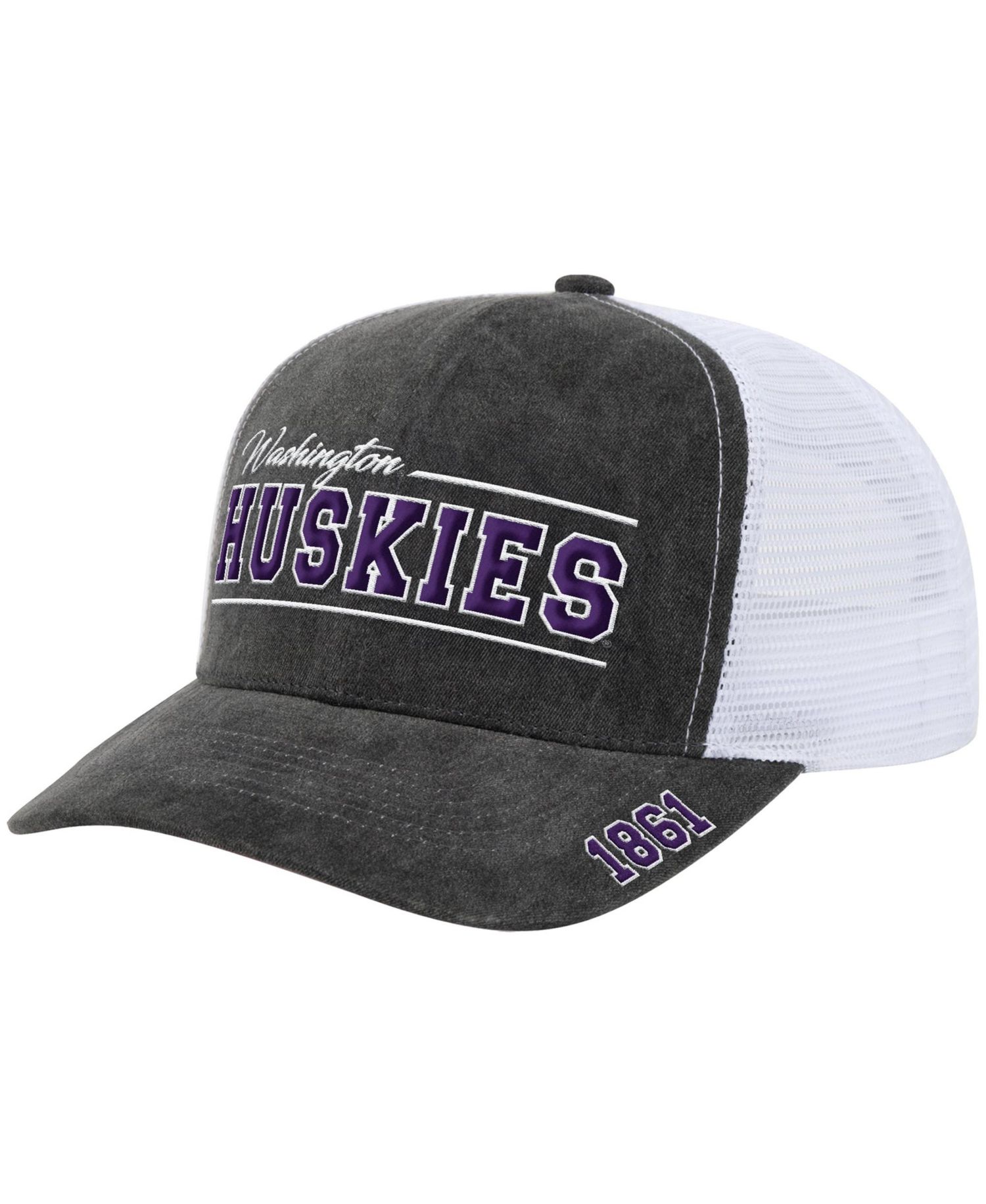 Men's and Women's Gray Washington Huskies Billy 2400 Adjustable Trucker Hat