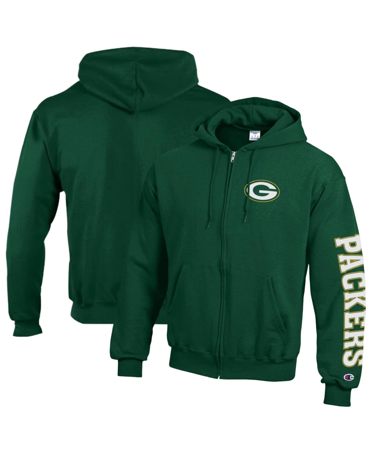 Men's Green Green Bay Packers Powerblend Fleece Full-Zip Hoodie