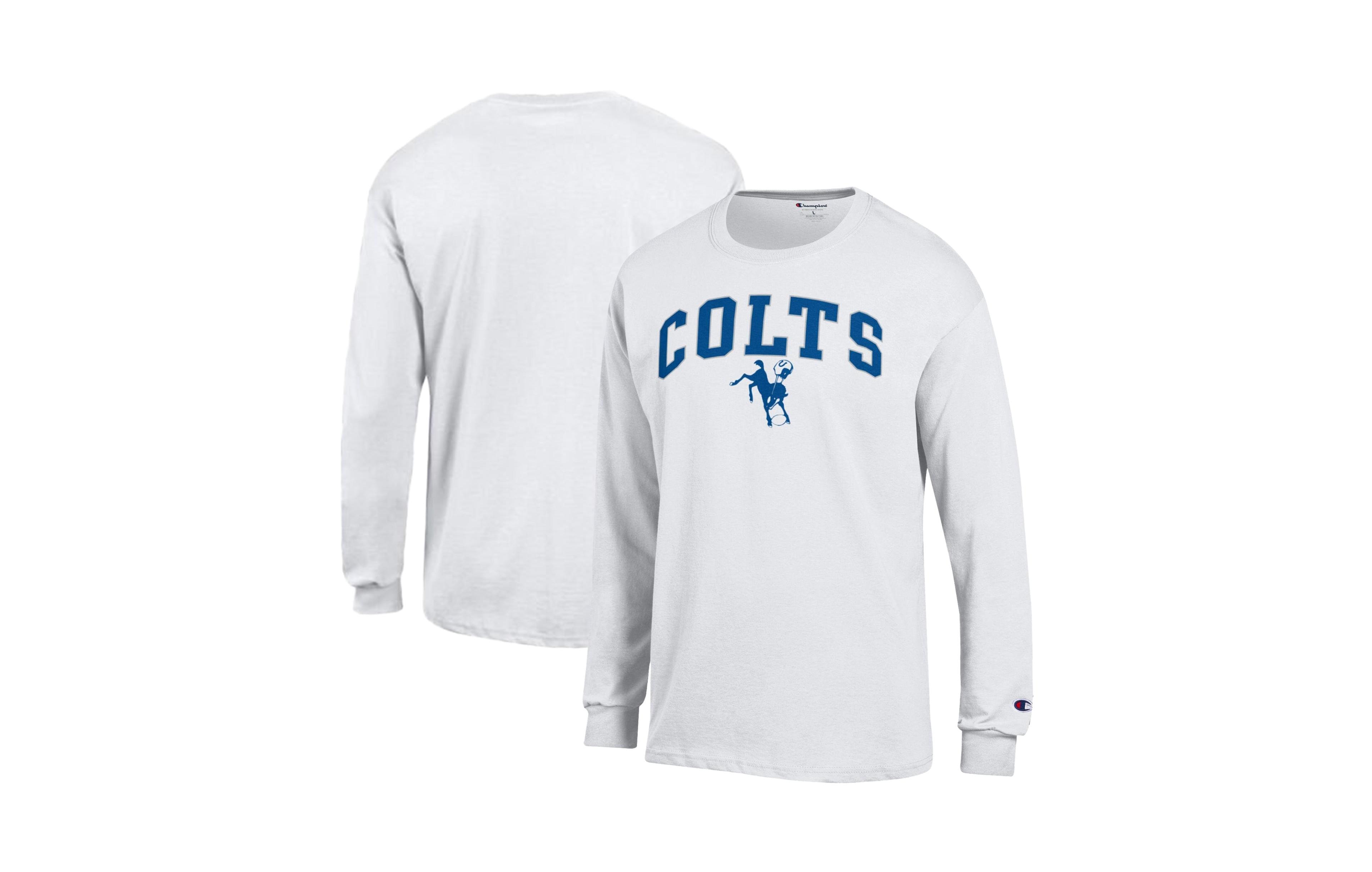 Men's Champion White Indianapolis Colts Arch Over Logo Long Sleeve T-Shirt