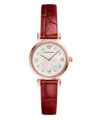 Women's Quartz Two-Hand Gianni T-Bar Red Leather Watch 28mm