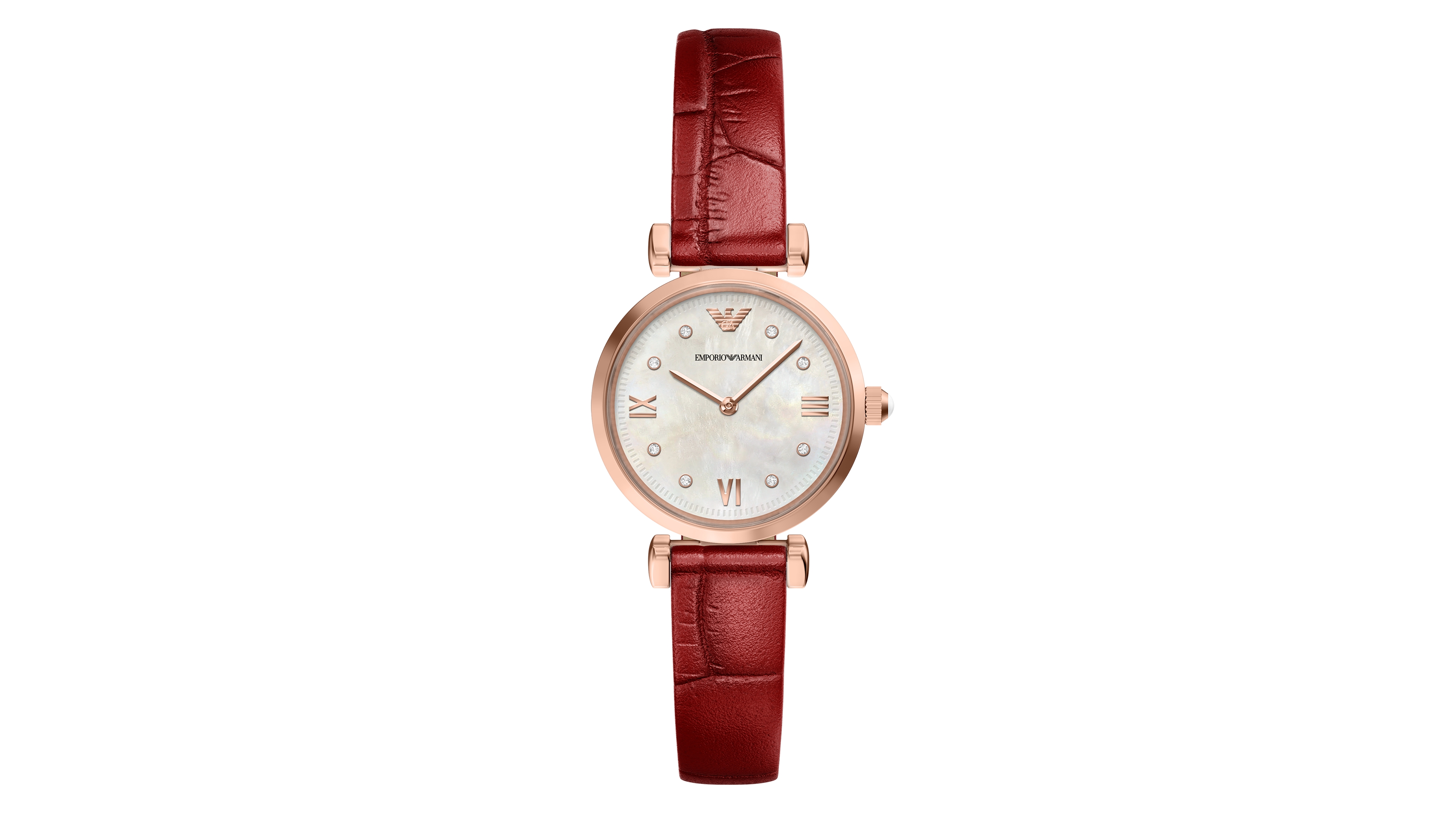 Emporio Armani Women's Quartz Two-Hand Gianni T-Bar Red Leather Watch, 28mm