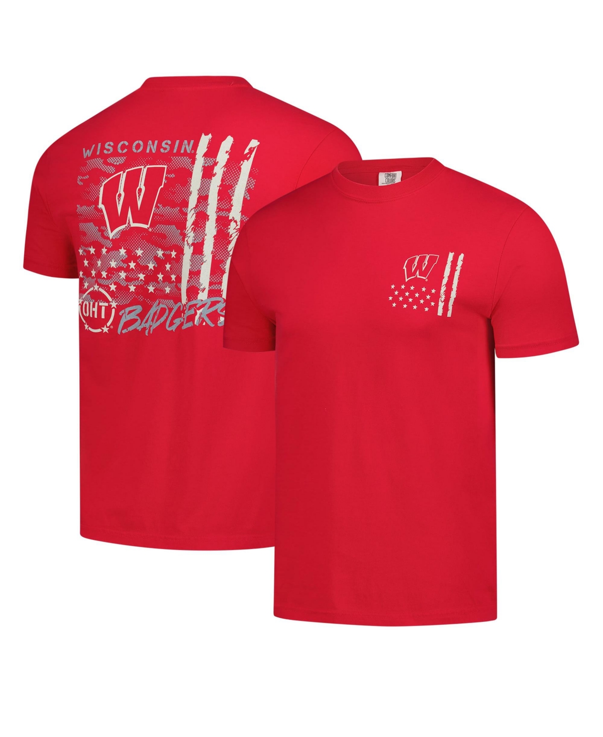 Image One Men's Red Wisconsin Badgers Comfort Colors Oht Camo Overlay T-shirt