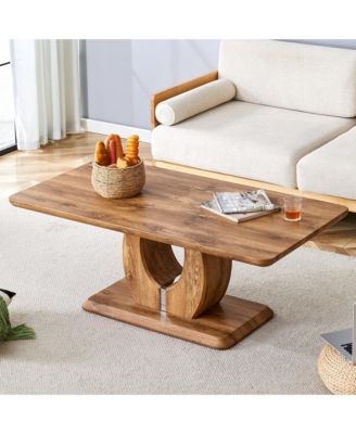 47" Rectangular Wood Coffee Table, Modern Minimalist Center Table for Dining Room, Apartment and Home Office