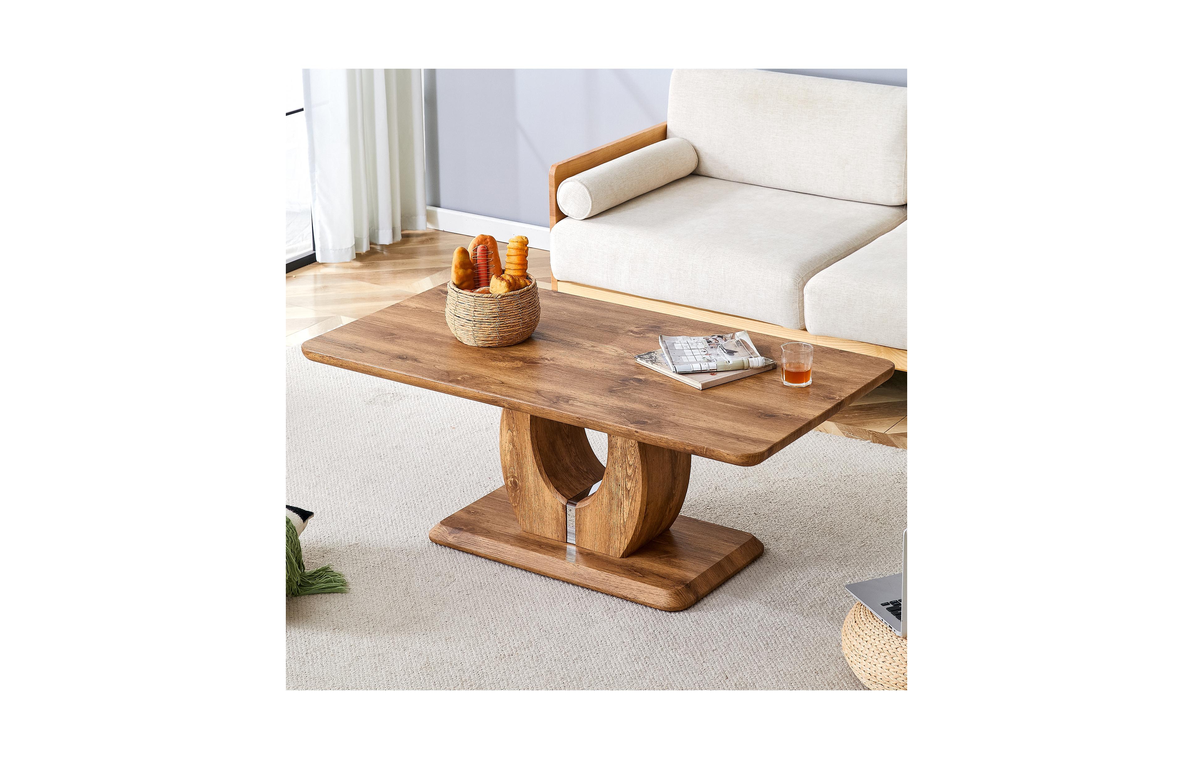 Rainsken 47" Rectangular Wood Coffee Table, Modern Minimalist Center Table for Dining Room, Apartment and Home Office