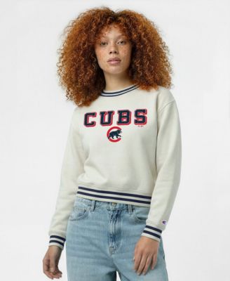Women's Cream Chicago Cubs Reverse Weave Sweatshirt