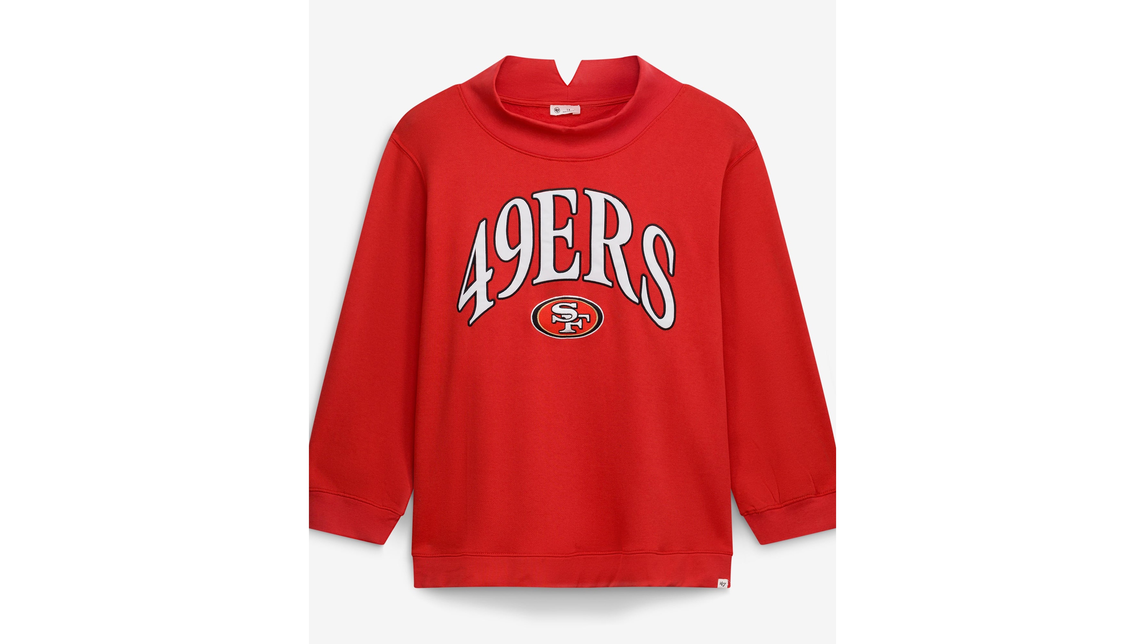 Women's '47 Scarlet San Francisco 49ers Plus Vantage Mock Neck Pullover