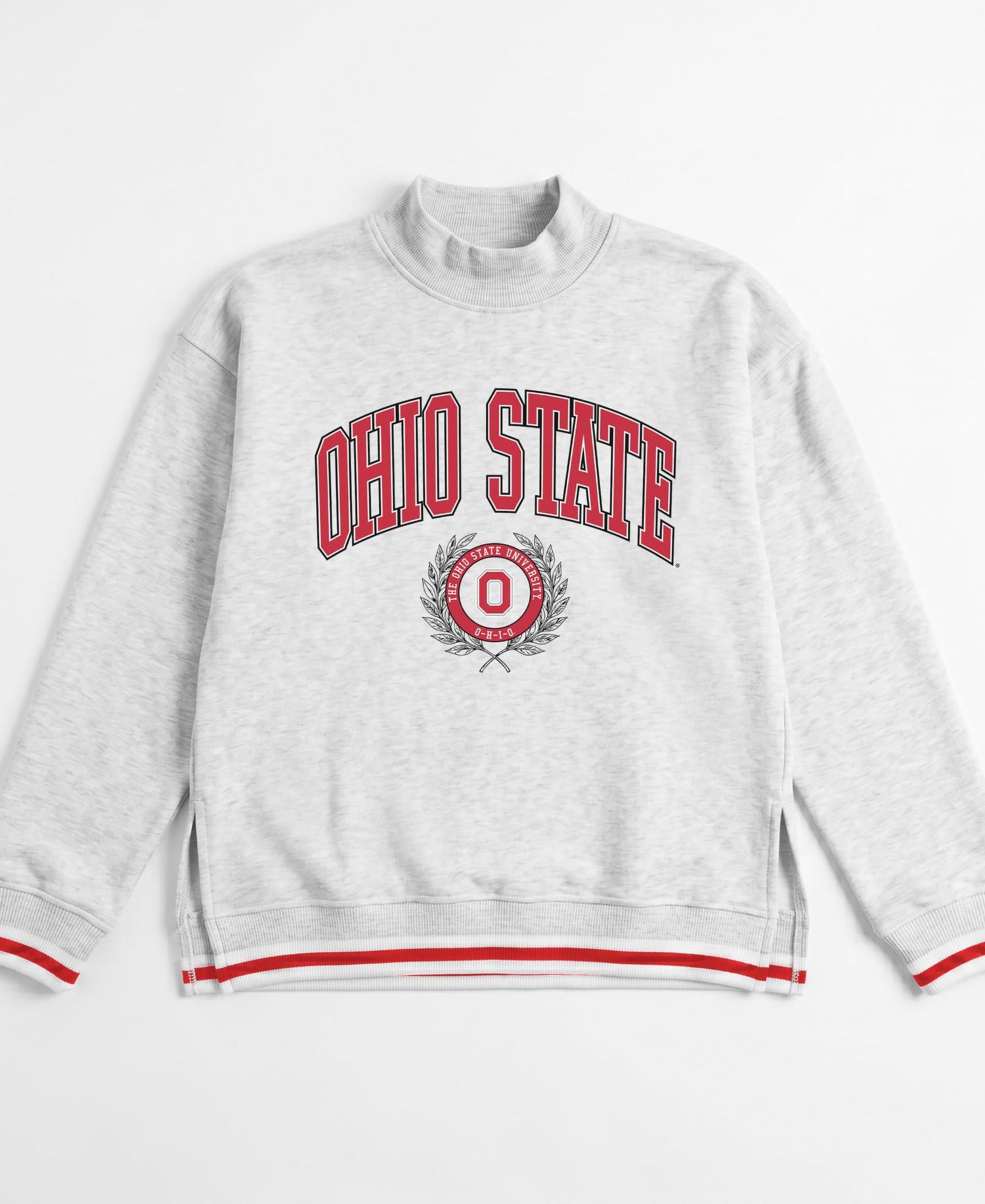 Women's Gray Ohio State Buckeyes Rally Point Contrast Stripe Mock Neck Sweatshirt