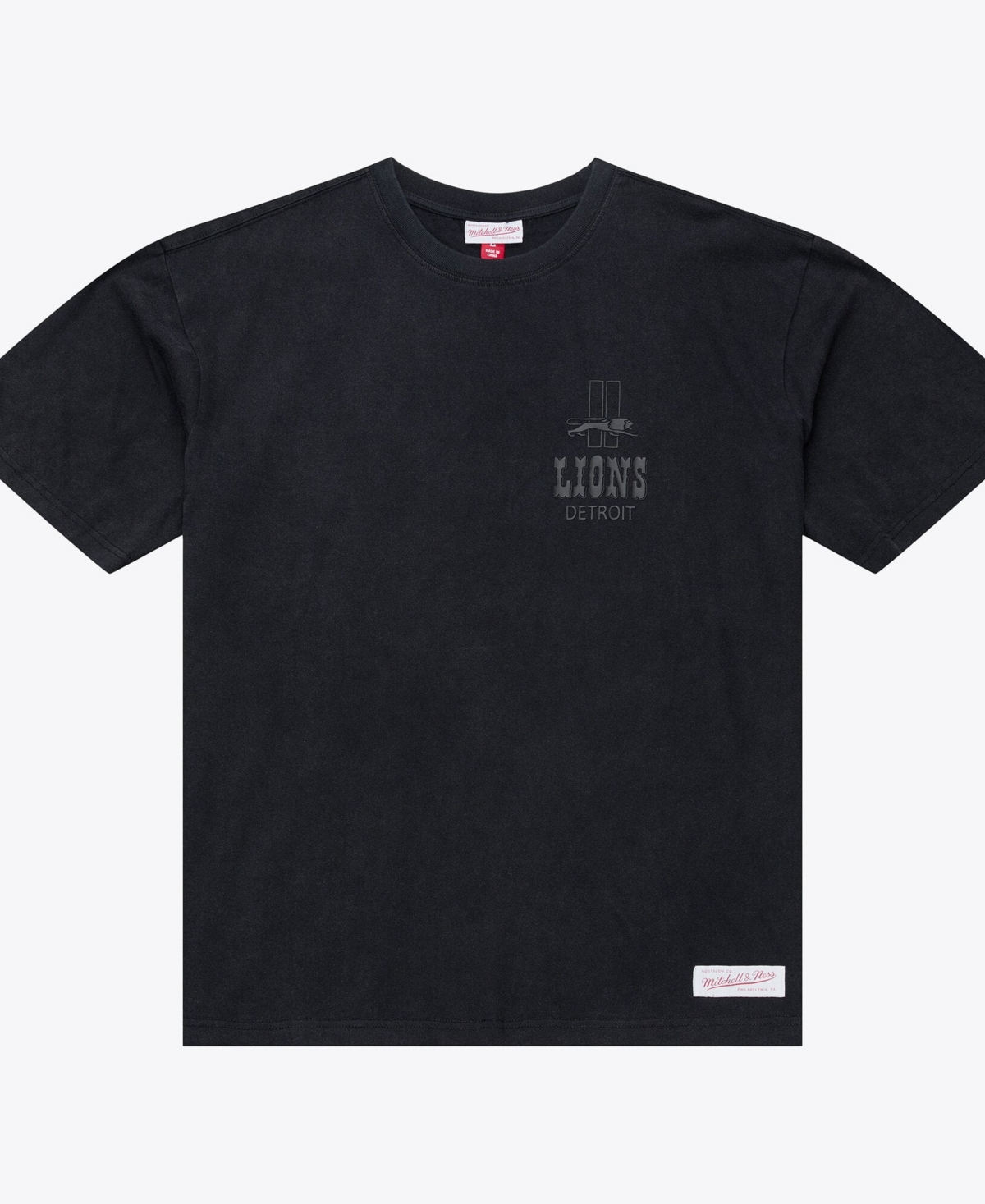 Men's Mitchell & Ness Black Detroit Lions Core Essentials Micro Logo T-Shirt - Black