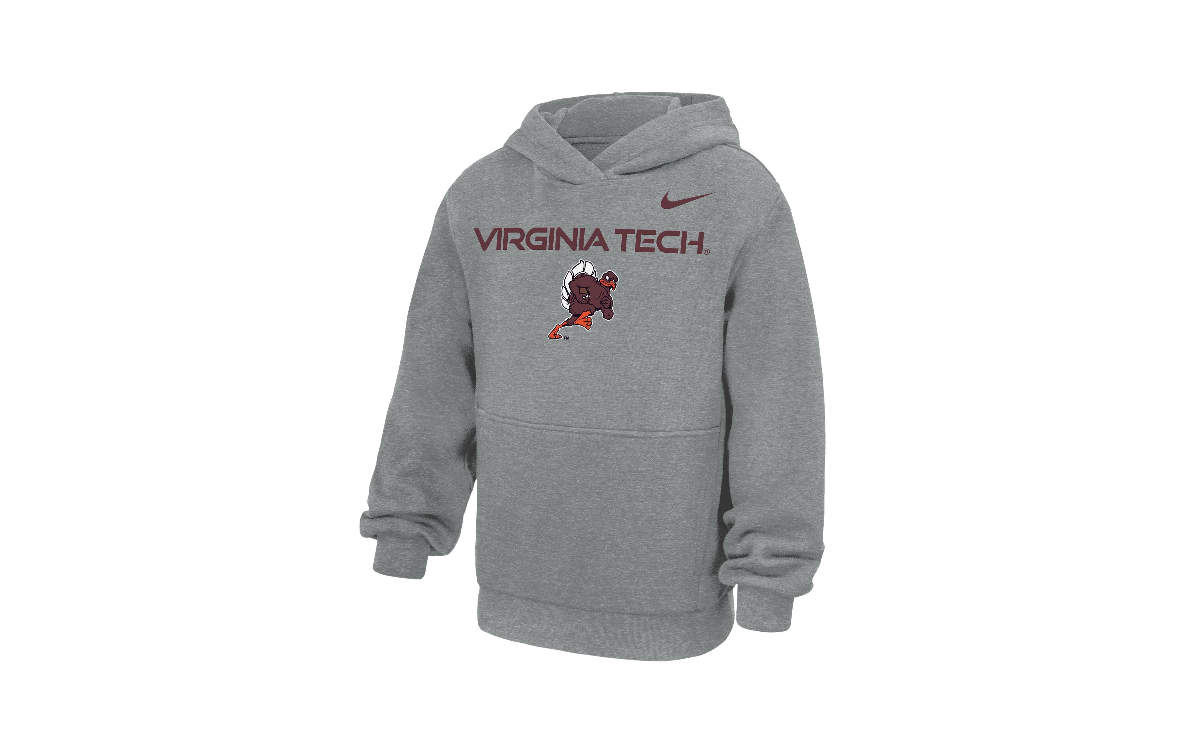 Big Boys and Girls Nike Gray Virginia Tech Hokies Rushing Mascot Club Fleece Hoodie