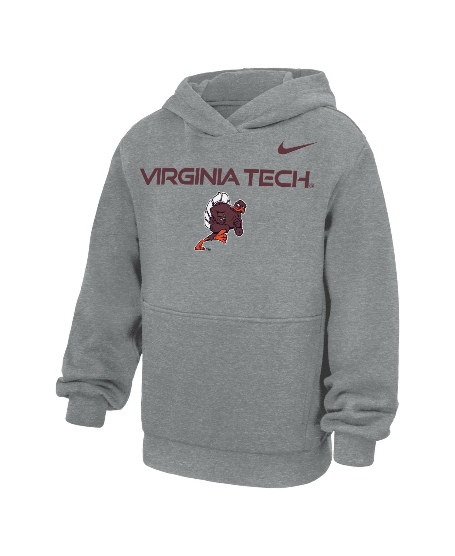 Big Boys and Girls Gray Virginia Tech Hokies Rushing Mascot Club Fleece Hoodie