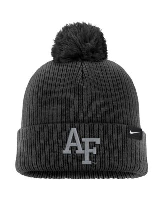 Men's Black Air Force Falcons Rivalry Collection Peak Knit Cuffed Hat with Pom