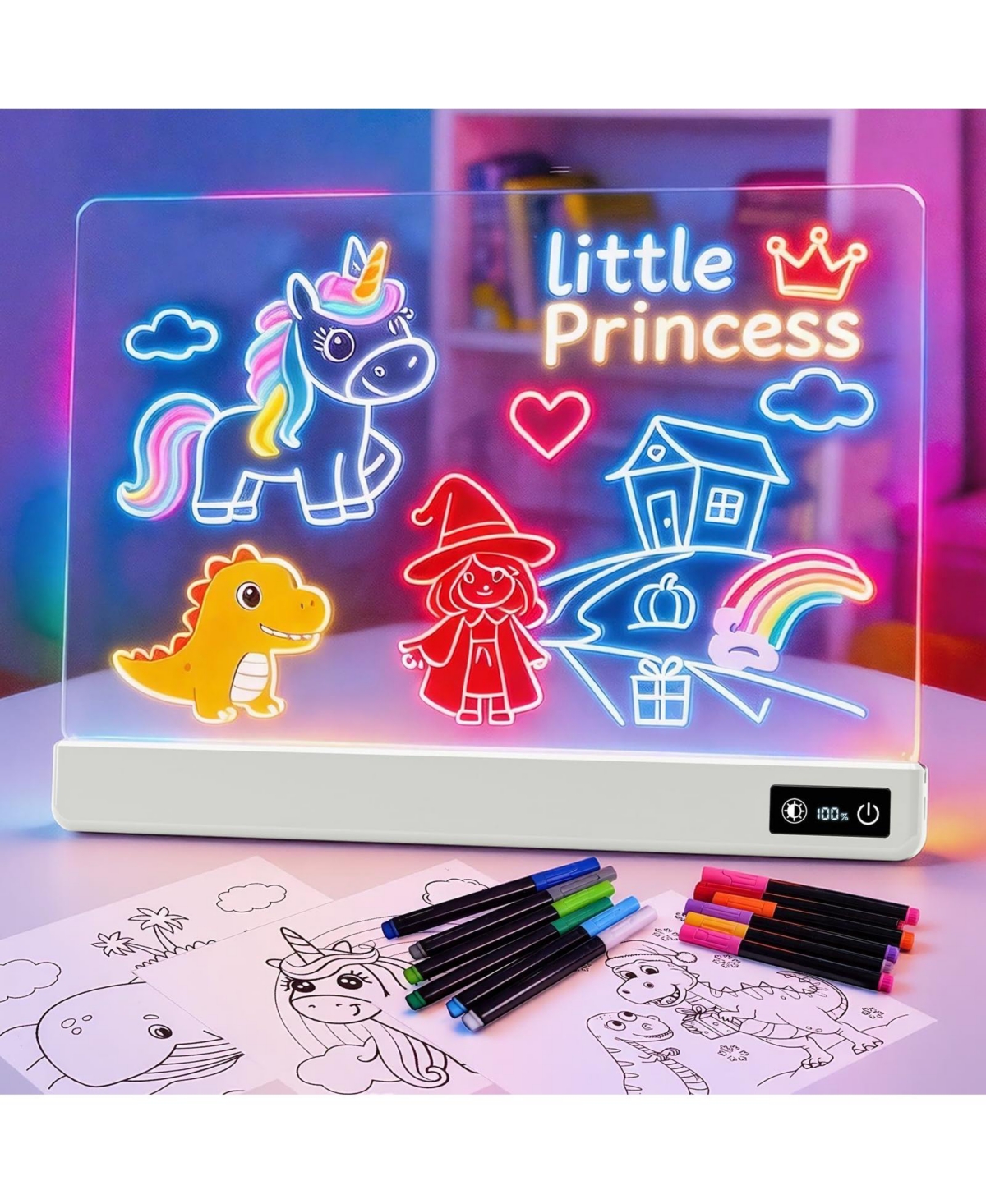 Gnuadz Rechargeable Led Drawing Pad, 9 Colors & 6 Dynamic Modes