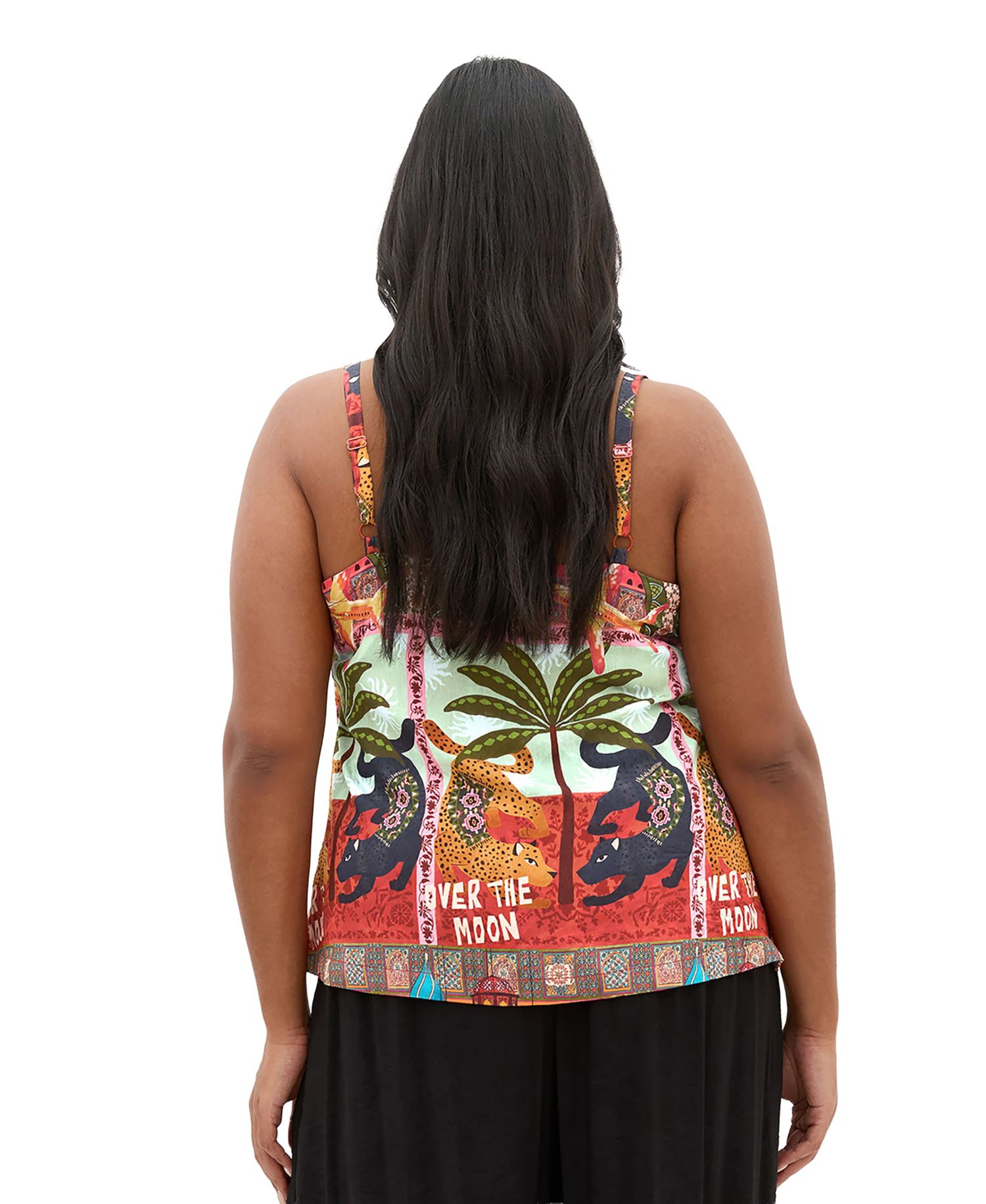 Plus Size Capri Paradise Square Neck Crinkle-Print Camisole