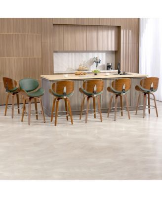 Swivel Bar Stools Set of 6, 26 Inches Mid-Century Modern Counter Height Bar Stools