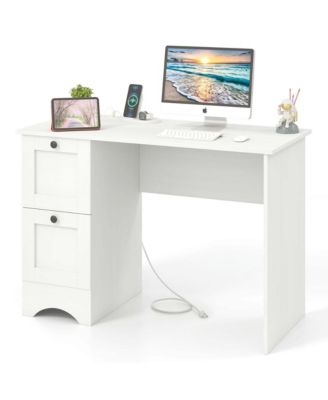 Vintage Computer Desk Home Office Study Table Spacious Workstation w/ 3 Drawers
