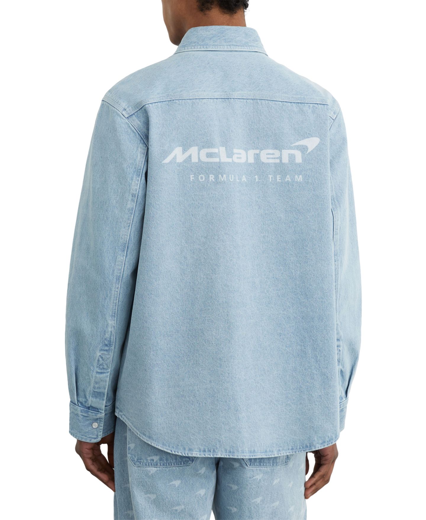 Мужская рубашка REISS Chronix Relaxed-Fit Denim, цвет: Мягкий синий — фото 3