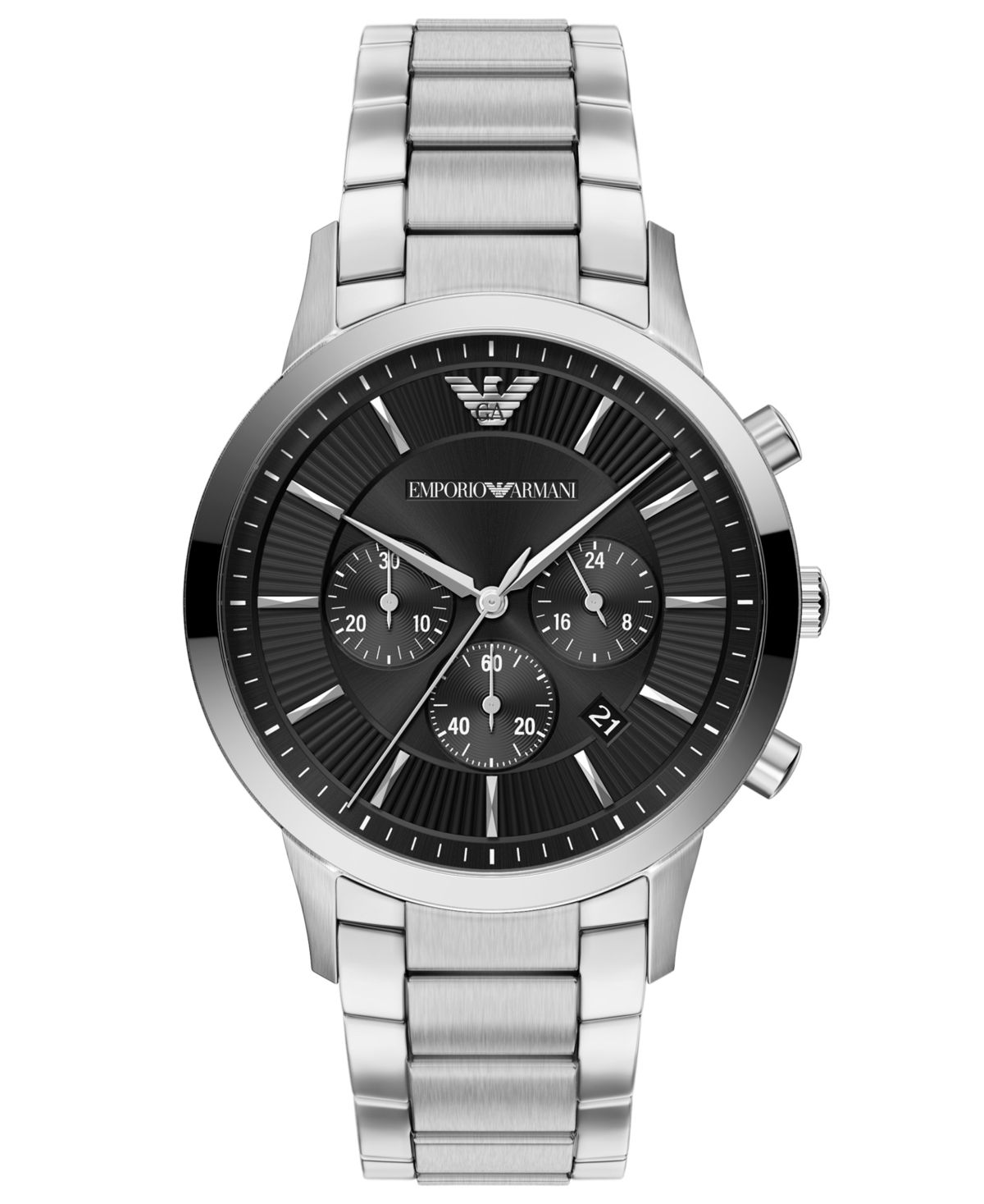 Emporio Armani Men's Quartz Archetipo Chronograph Silver Stainless Steel Bracelet Watch 43mm - Silver-tone