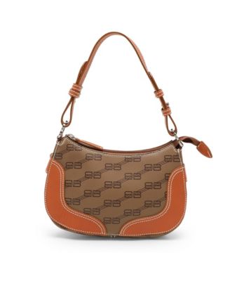 Small Coated Canvas and Leather Shoulder Bag
