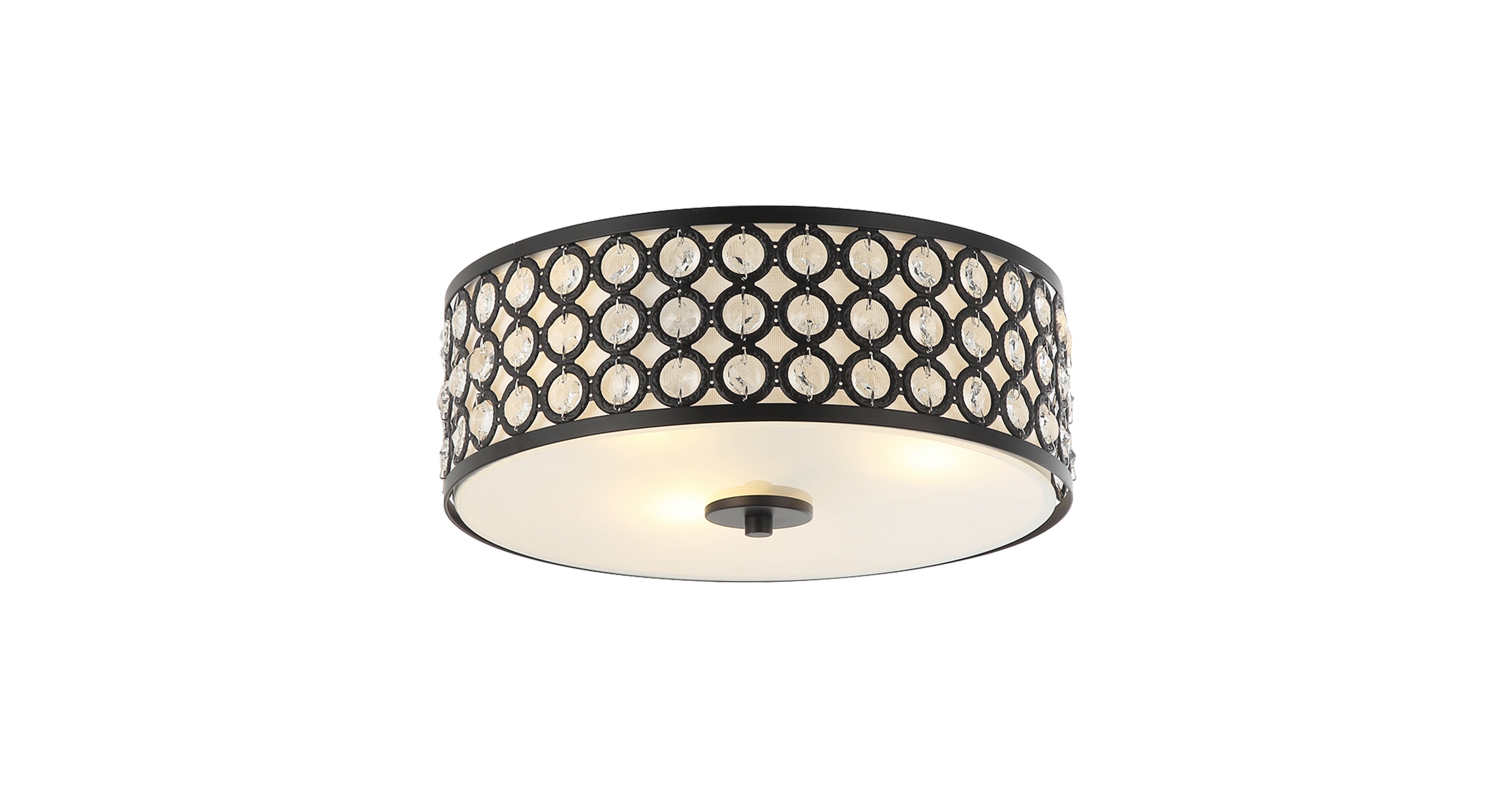 Parrot Uncle Modern 3-Light Crystal Drum Flush Mount Ceiling Light