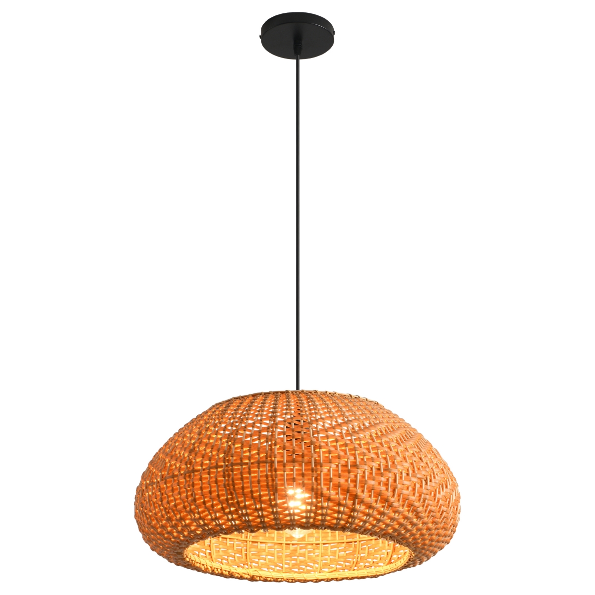 Parrot Uncle 18.9" Bohemian Light Handwoven Rattan Caged Pendant Light - Brown