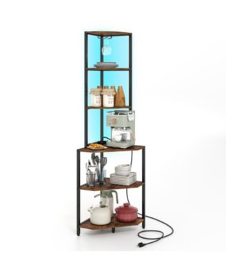 65 in 6-Tier Corner Shelf with Charging Station and Ambience Light